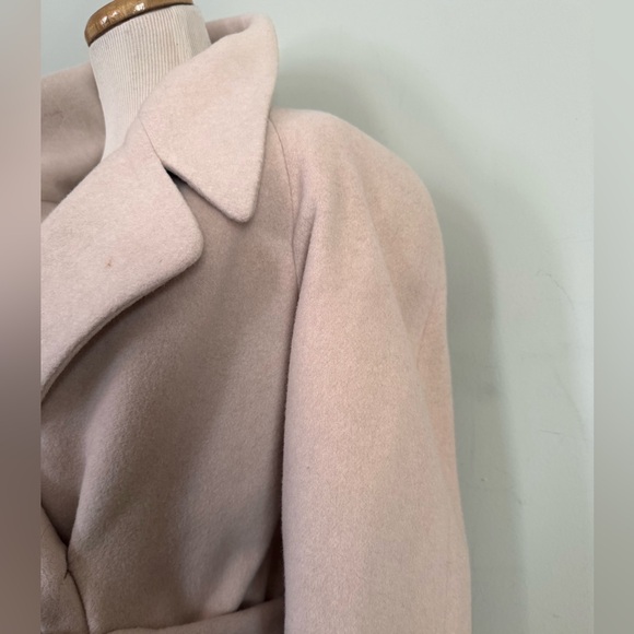 [Evan Picone] Vintage Cream Maxi Wool and Cashmere Blend Belted Coat Sz: 10P - Picture 9 of 16